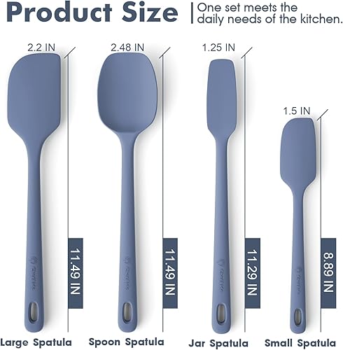 Vista 115 de Juego de 4 espátulas de silicona, espátulas de goma de grado alimenticio, con mango fuerte y agarre ergonómico, resistentes al calor para utensilios