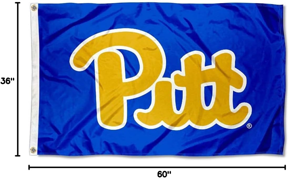 College Flags & Banners Co. Pittsburgh Panthers Throwback Royal Blue Flag and USA 3x5 Flag Set