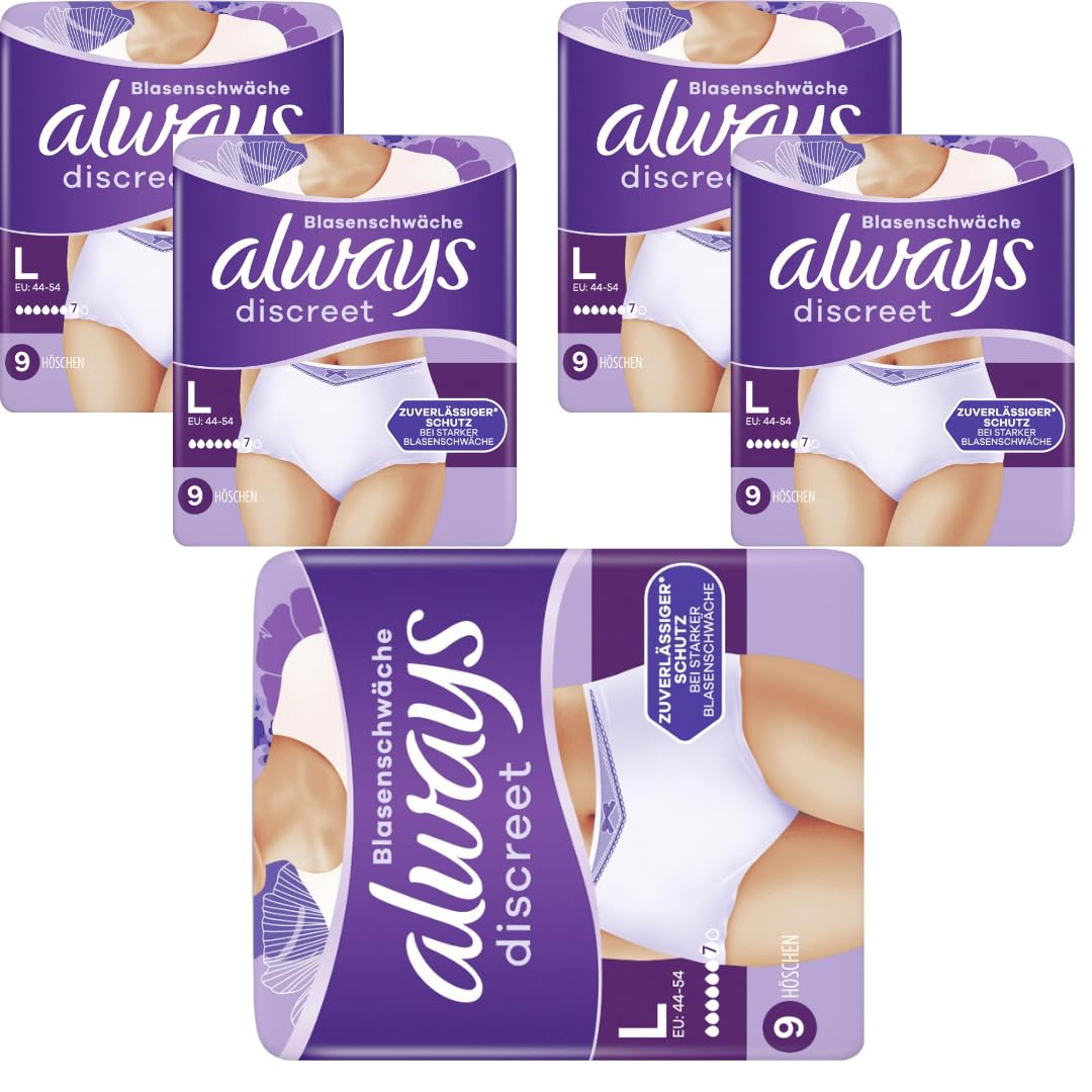 Discreet Inkontinenz Höschen Gr. L Pads Damenbinden 9 STÜCK x 5 Packungen