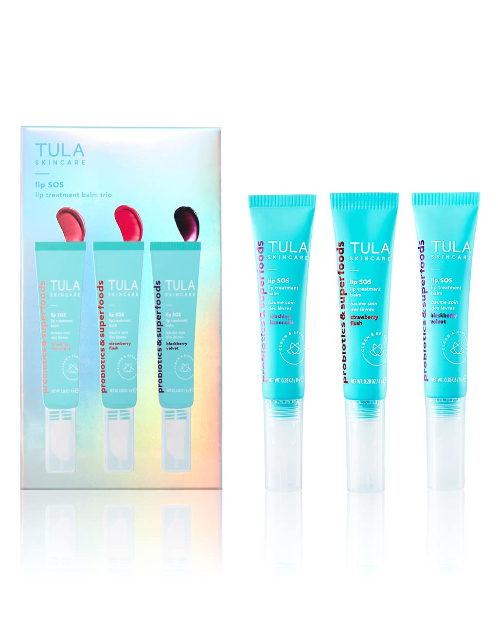 TULA Skin Care Lip SOS | Lip Treatment Balm that Plumps, Smooths & Hydrates lips with a Glossy Tint, Trio | .28 oz : Beauty & Personal Care