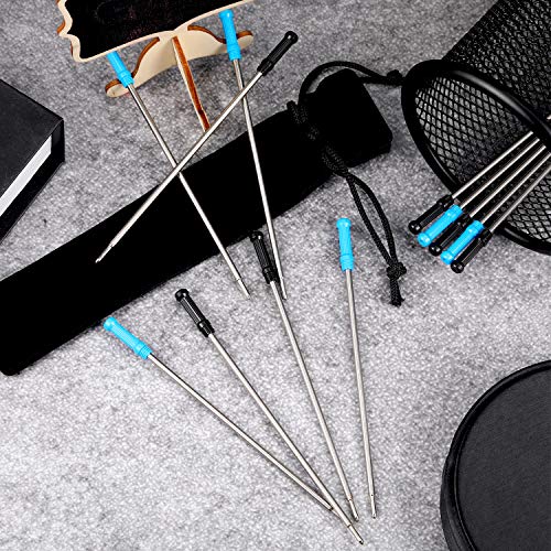 12 Pieces Ballpoint Pen Refills Replaceable Compatible With Cross Ballpoint 1.0 Mm 4.5 Inch Smooth Writing Quick Drying Refill With Black Velvet Bag, Black And Blue #TOP4