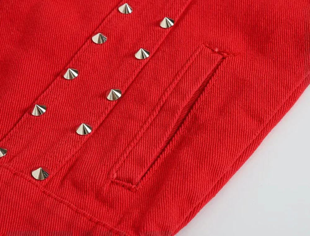 ZBDP bawełniana męska letnia kamizelka czerwona koreański styl wąski nit kamizelki bez rękawów moda rowerzysta kamizelka dżinsowa bez rękawów płaszcz męski
