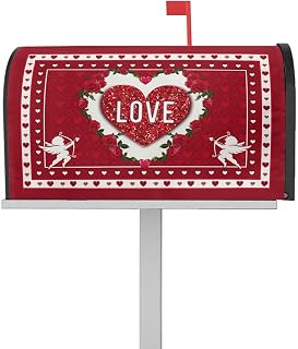 Mailbox Cover Magnetic Valentine's Day Red Love Rose Flower Mailbox Covers Standard Size 21x18in,Mailbox Covers Wrap Post Letter Box Cover for Garden Yard Outdoor Buffalo Lattice Romantic Floral