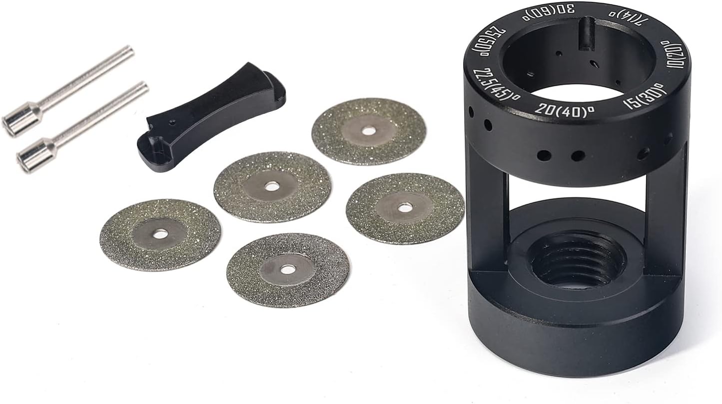 3mirrors ALUMINUM Tungsten Electrode Sharpener Grinder Head TIG Welding Tool ONLY for 040(1mm) w/Angles Offsets&14 Holes, 5x 25mm Double Diamond Wheels, 2x Connecting Rods, Little Bone