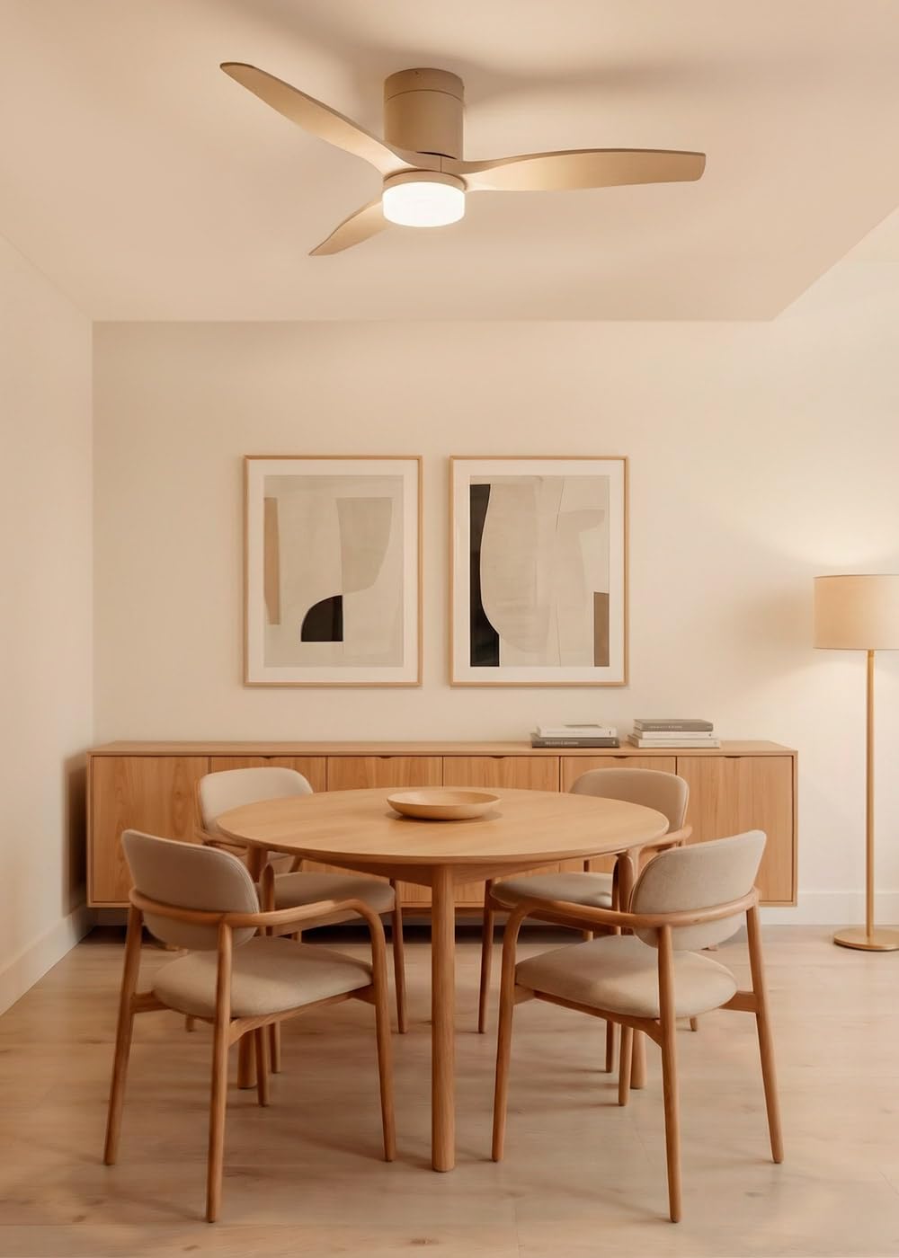 CREATE / WINDCALM S/Ventilador de techo ABS con luz arena con mando / 40W, Silencioso, Ø112 cm, 6 velocidades, 3 temperaturas de luz, temporizador, función verano-invierno