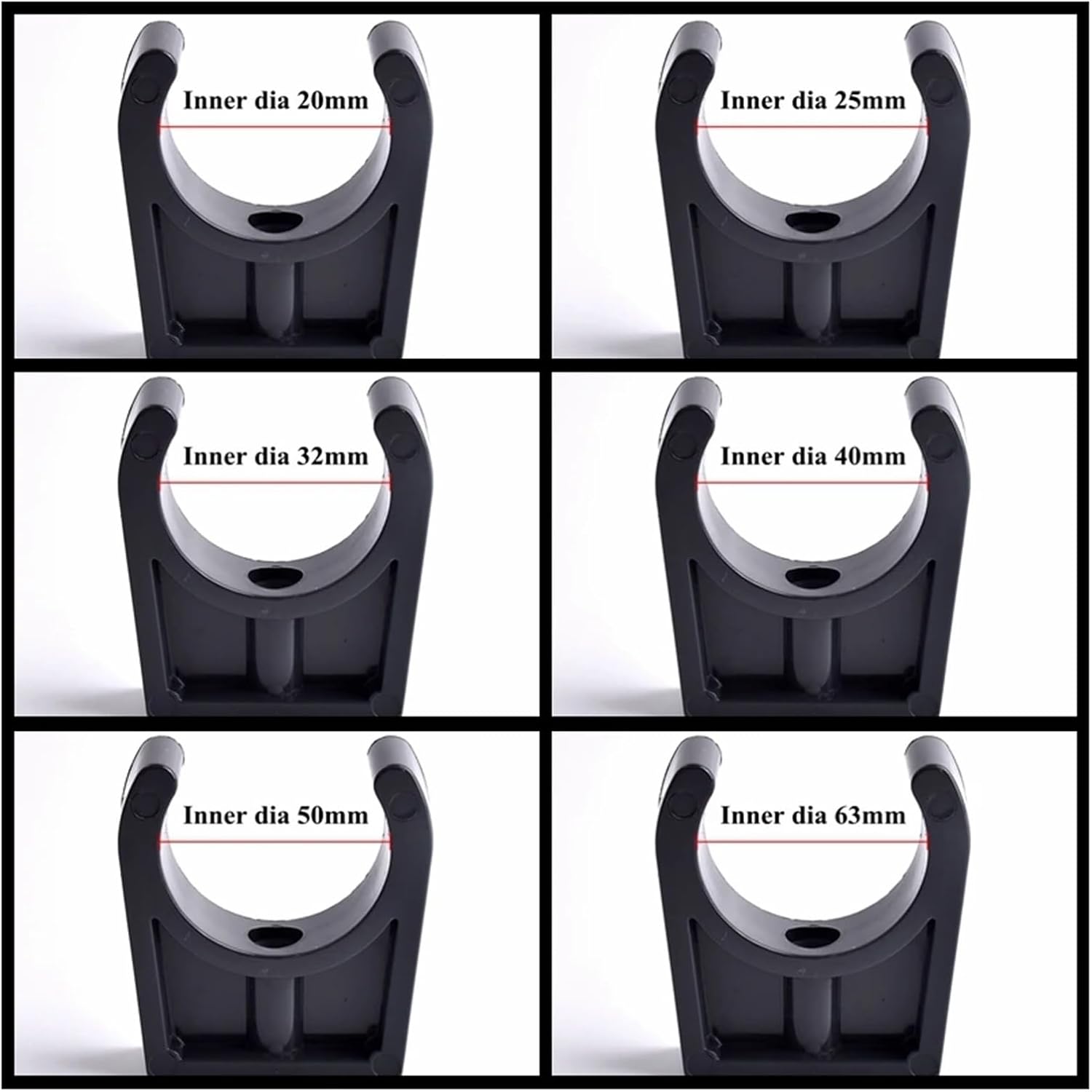 PVC Pipe Holder, Inner Dia 20~63mm UPVC Pipe Clamps Water Pipe Support Pipe Connector Clamp(1pc,Inner Dia 40mm)