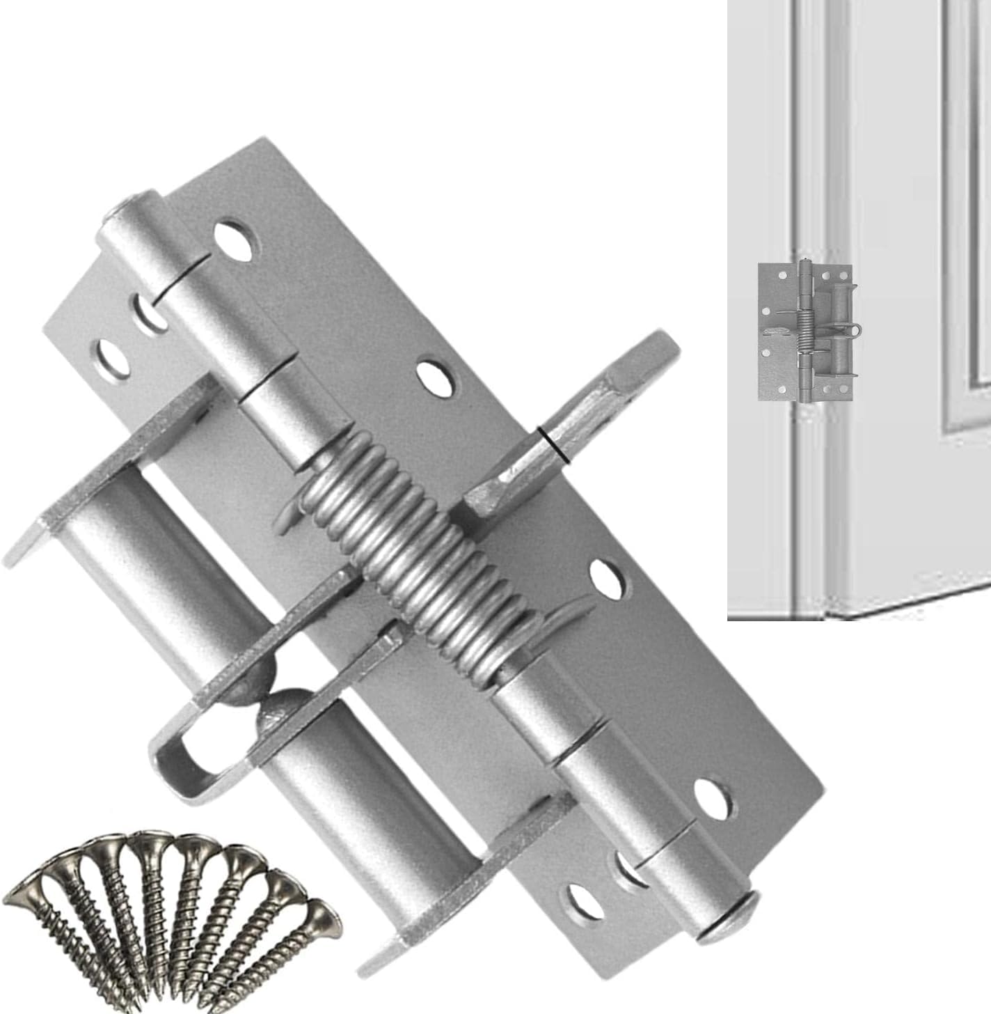ROKTRY Self Closing Garage Spring Door Hinge Mute Heavy Duty Folding Shelf Hinges Invisible Automatic Door Closer Hinge 90-Degree Positioning Anti-Rust Door Closing Equipment