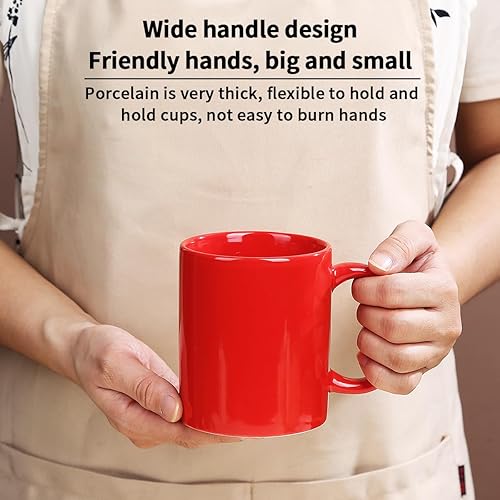 Miniatura 5 de Evanda Juego de 6 tazas de café de 12 onzas, tazas de cerámica con asa para café con leche, té caliente, capuchino, moca, cacao, leche, aptas para