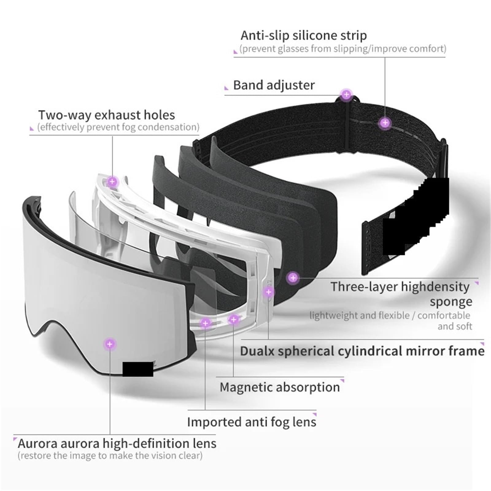 Occhiali da Sci Magnetic Ski Goggles Quick-Change Anti-fog Snowboard Goggles Professional Double Layer Lens Ski Eyewear For Men Women