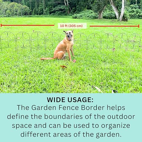 ShopLaLa Garden Fence Border Animal Barrier (10 Panels) 12in(L) x 24in(H) Wire Fence Butterfly Arch Panel Outdoor Fencing Rustproof Metal for Lawn Landscape Decor Small Dog Fences for The Yard No Dig