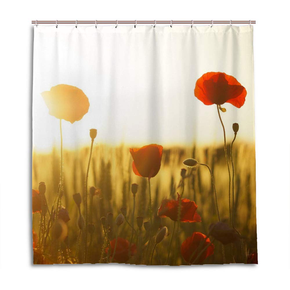 Rideau de douche imperméable en tissu coucher de soleil 168x183 cm