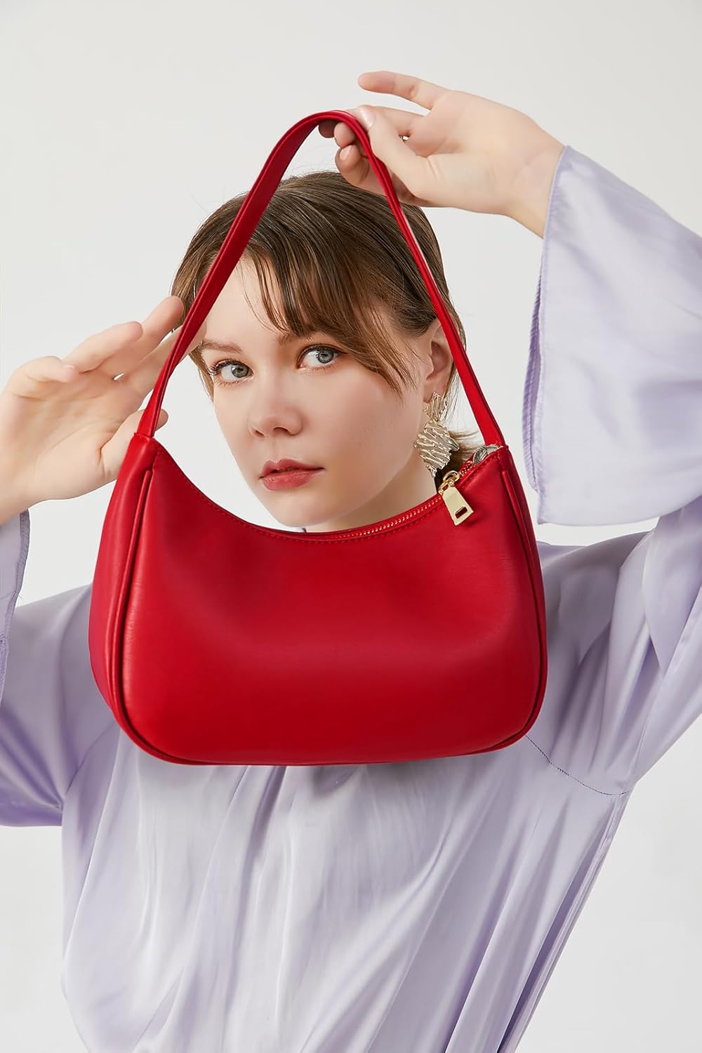 Shoulder Bags for Women, Cute Hobo Tote Handbag Mini Clutch Purse with Zipper Closure - Image 2