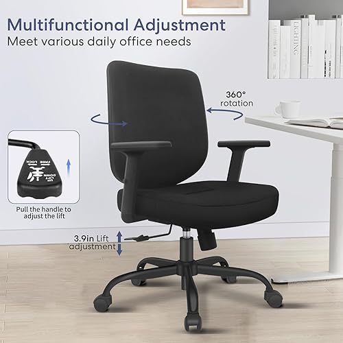 Miniatura 4 de Silla de oficina, silla de escritorio para oficina en casa con brazos ajustables, sillas de computadora con respaldo medio para adultos, silla