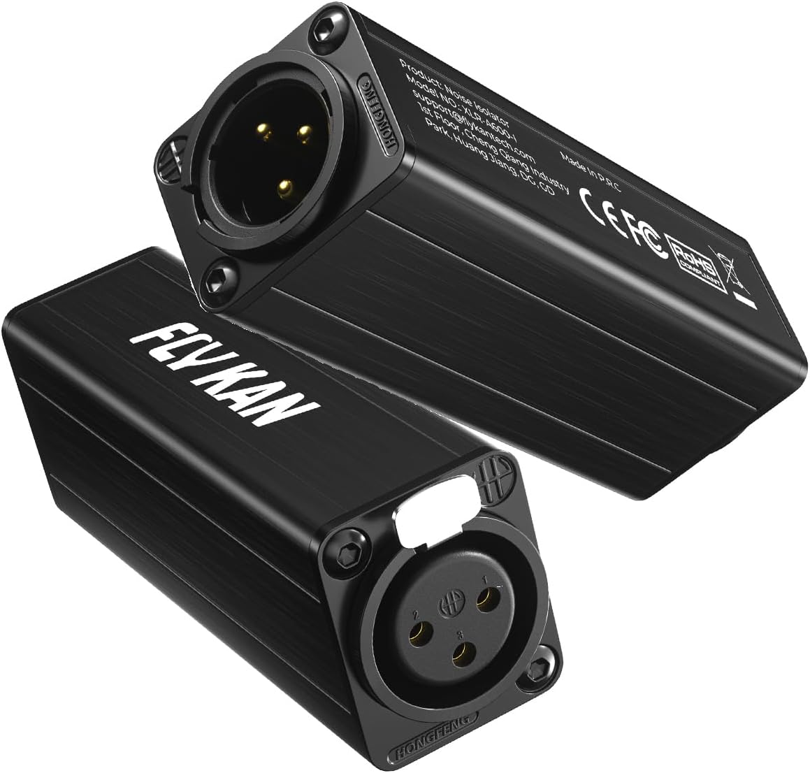 Professional XLR Ground Loop Isolator–Audio Hum Noise Eliminator, Studio/Live Ground Loop Eliminator with Gold-Plated M/F–Single Channel Passive Design reduce Buzz for Pro-Grade Audio(2-Pack)