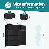 Vista 10 de OLIXIS Cómoda de 5 cajones para dormitorio, torre de almacenamiento de tela para sala de estar, entrada, marco de acero resistente, parte superior