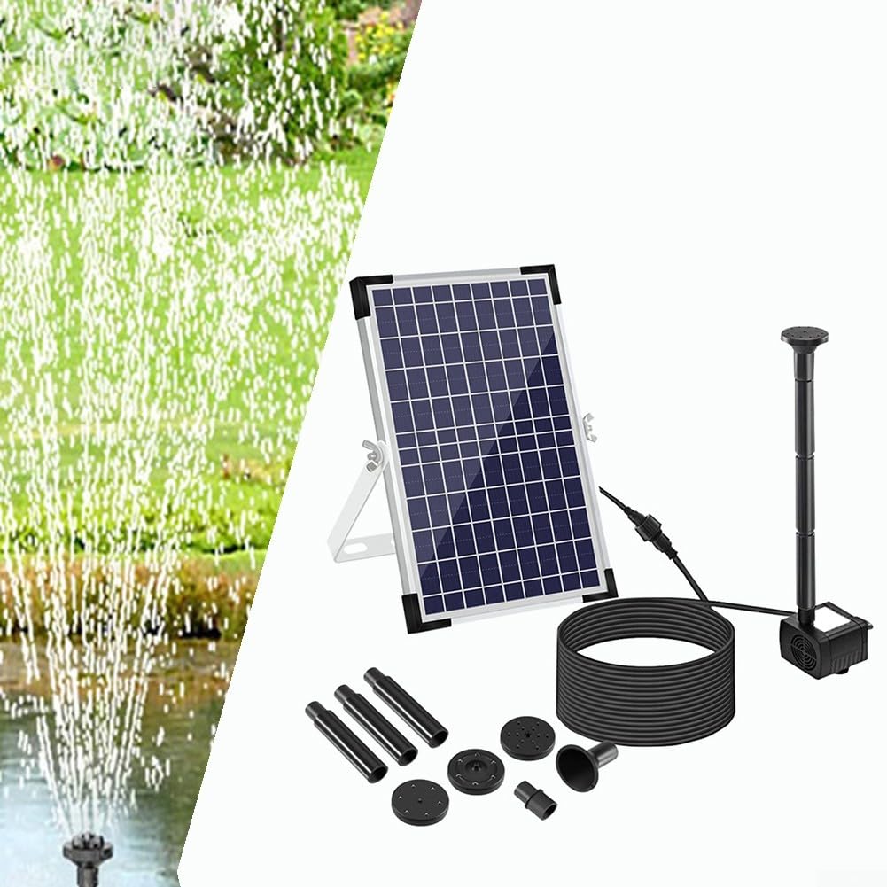 Zoegneer Kit pompa solare per fontana da 10 W, 9 V, per vasca per uccelli, laghetto, giardino, paesaggistica, cascata, caratteristica con flusso di 500 l di altezza, 100 cm, cavo da 3,25 m, pannello