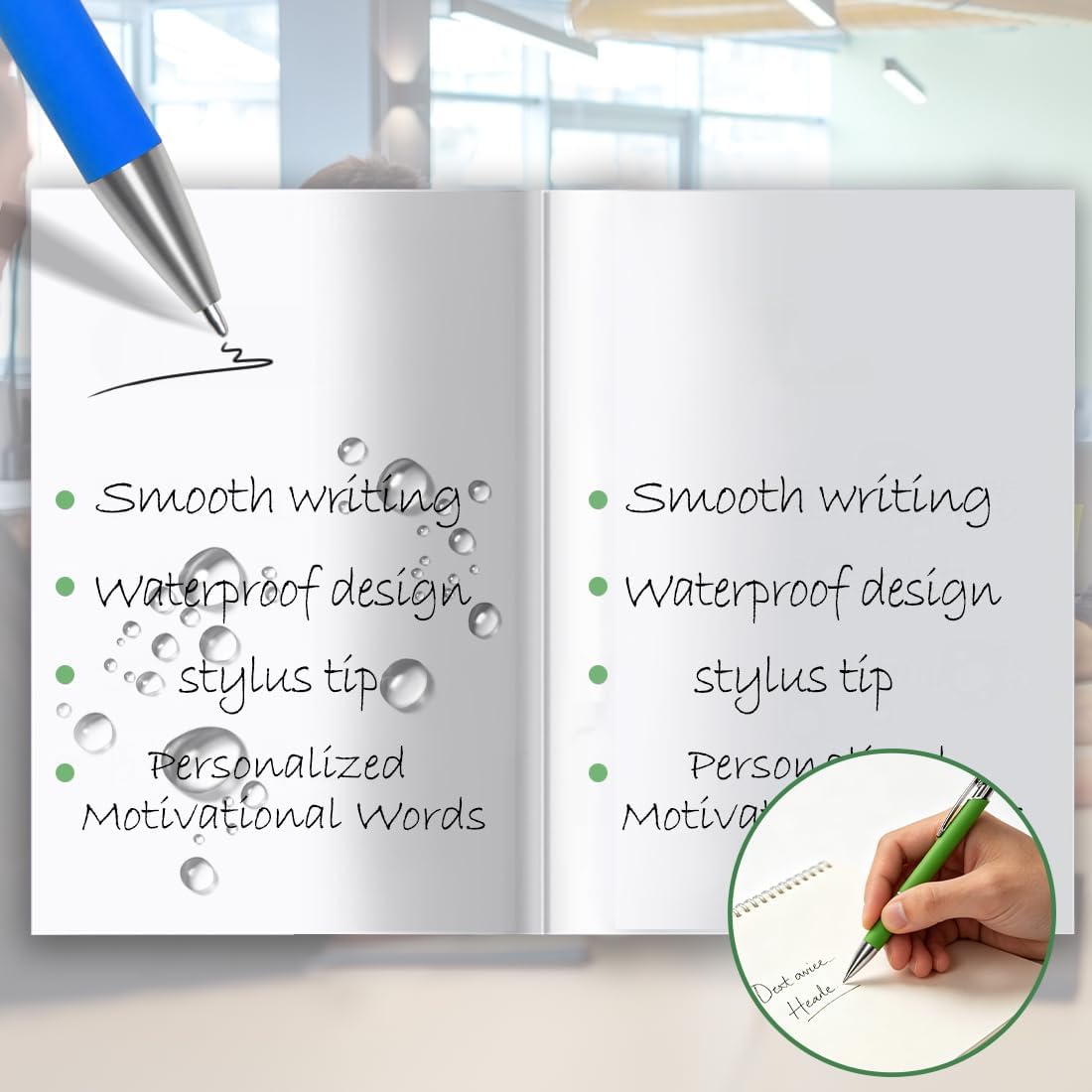 8 Pack Inspirational Stylus Ballpoint Pens, 2-in-1 Touch Screen & Writing Retractable Pens, Motivational Quote Metal Pens, Office School Gift for Women Coworker (Silver 8 Colors) image 4