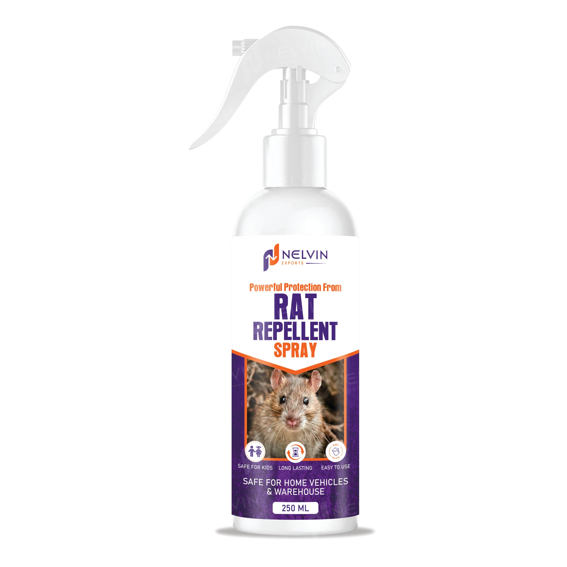NELVIN EXPORTS Rat Repellent Spray for Cars, No Entry Rat Repellent Car Spray for Cars Highly Effective Easy to Use, Odour Free Rodent Repellent Spry for Cars, Bike, Home, Office (250 ml)