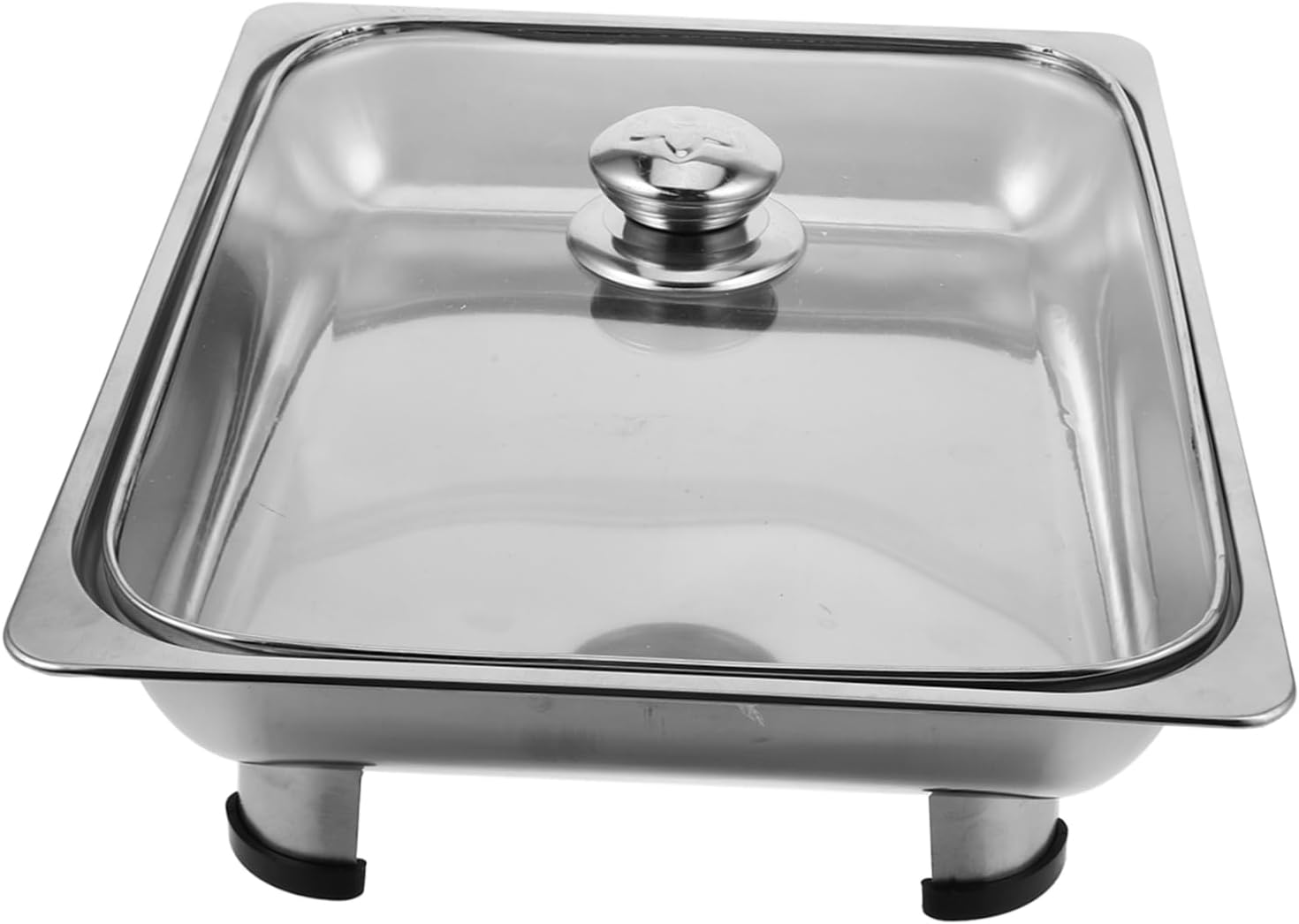 Cabilock Buffet Serving Holder Stainless Steel Chafing Dish with Glass Lid Removable Legs Excellent Insulation for Outdoor Gatherings Events Rectangular Food Warmer
