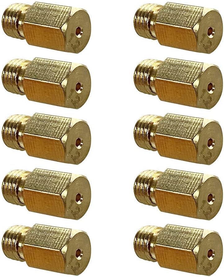 MENSI Propane LPG Gas Pipe Water Heater DIY Burner Parts Brass Jet Nozzles for Weber, Blackstone, Char-broil, Naponen Grill Valve Replacement, LP, 10PCS (M6x0.75mm/0.5mm)