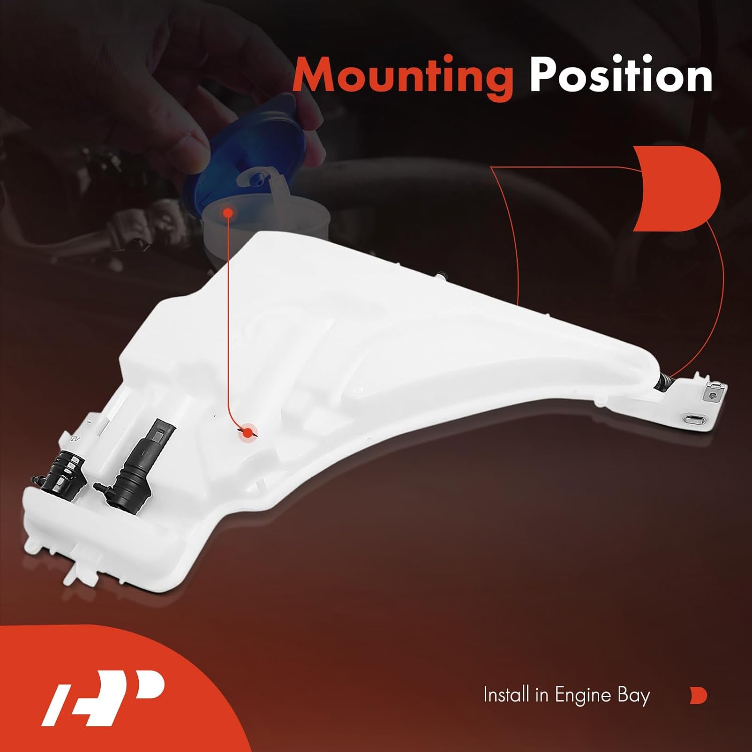 A-Premium Windshield Washer Reservoir Tank Assembly Compatible with BMW 328d xDrive 2014-2017, 328i xDrive 2014-2016, 330i xDrive 2017-2019 - with Washer Pump & Cap & Filler Neck & Hose & Bracket
