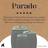 Vista 9 de Gorilla Grip - Tabla de cortar extragrande, mango de fácil agarre, surcos para jugos, antideslizante y gruesa. Apta para lavavajillas, no porosa