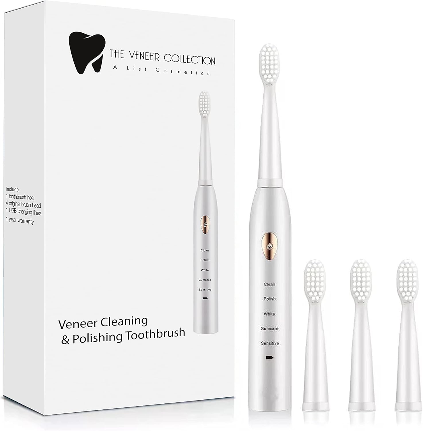 The Veneer Collection Veneer Polishing Toothbrush, Electric Toothbrush Rechargeable