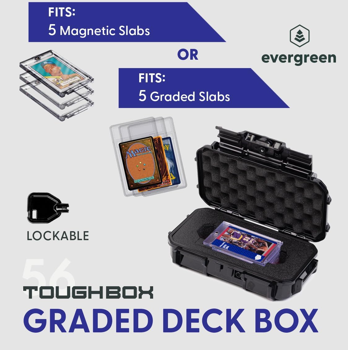 Evergreen Collector Cases - Trading Card Storage - 5 Graded or Magnetic Slab Compatible with PSA BGS SGC Baseball Basketball YuGiOh (Black)