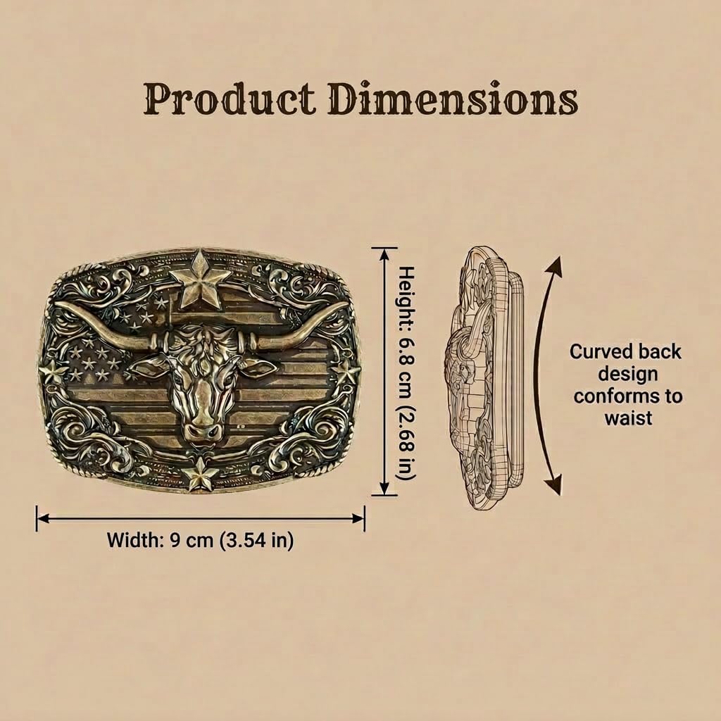 Western Cowboy Belt Buckle for Men, Cowgirl Longhorn Bull Belts Buckles Texas Rodeo Horse Rider for Women, Hebillas Vaqueras Para Hombre Belt Buckle