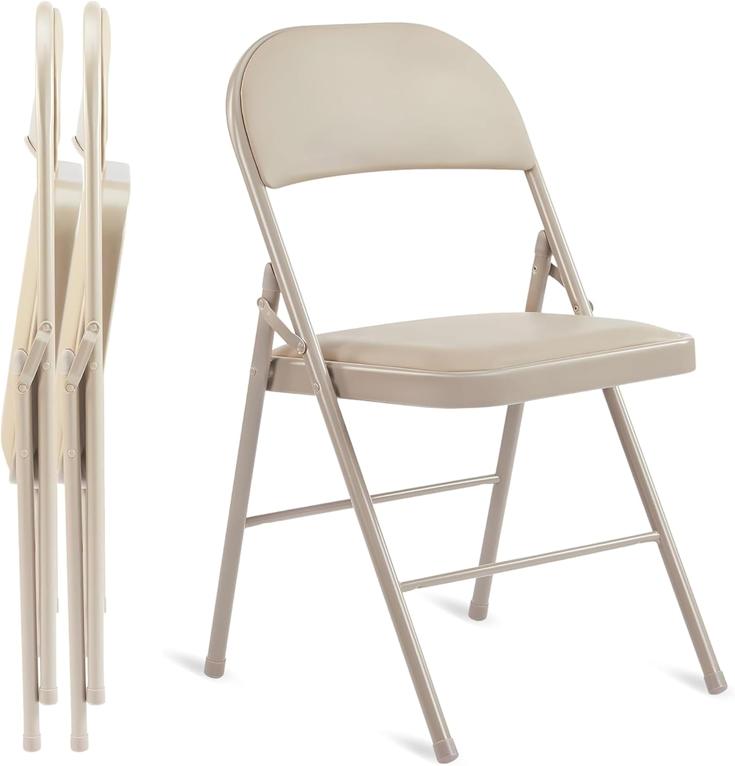 Simple Deluxe Paquete de 2 sillas plegables con asientos acolchados de cuero y marco de metal duradero, plegables, portátiles, asiento para eventos