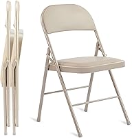 Vista 1 de Simple Deluxe Paquete de 2 sillas plegables con asientos acolchados de cuero y marco de metal duradero, plegables, portátiles, asiento para eventos