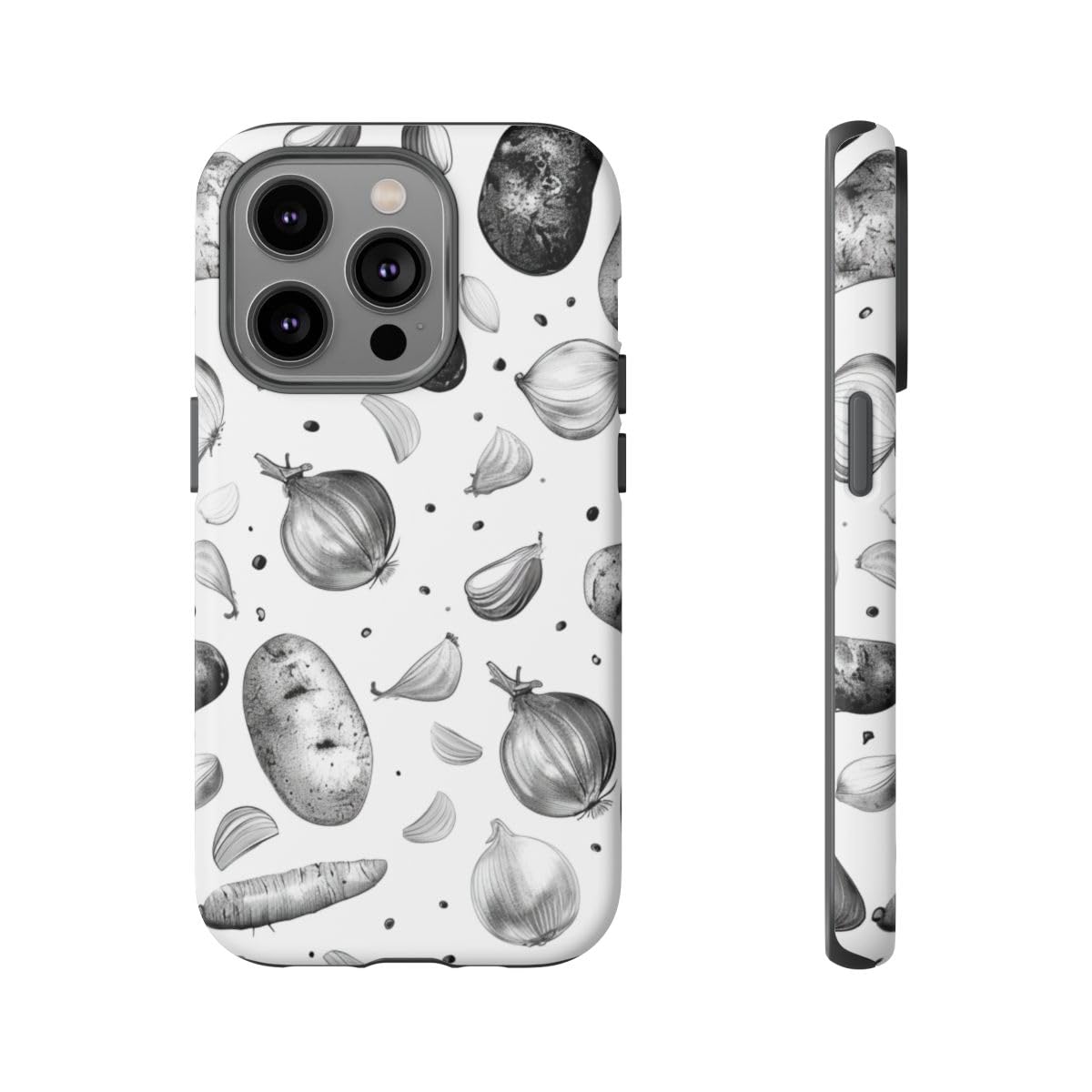 Coque iPhone 14 Pro motif végétal noir et blanc rigide mate - 5