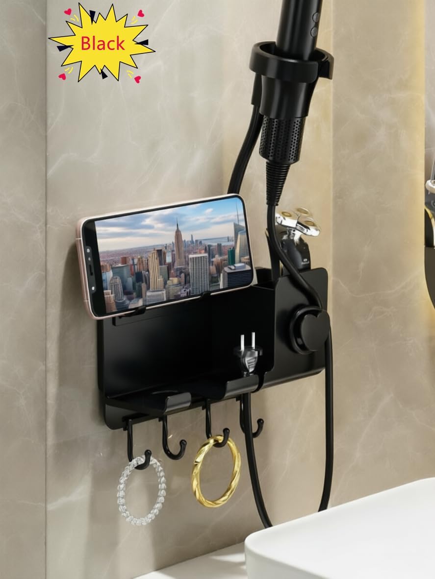 Multifunctional Hands-Free Hair Dryer Holder, Bathroom Hair Tool Organizer