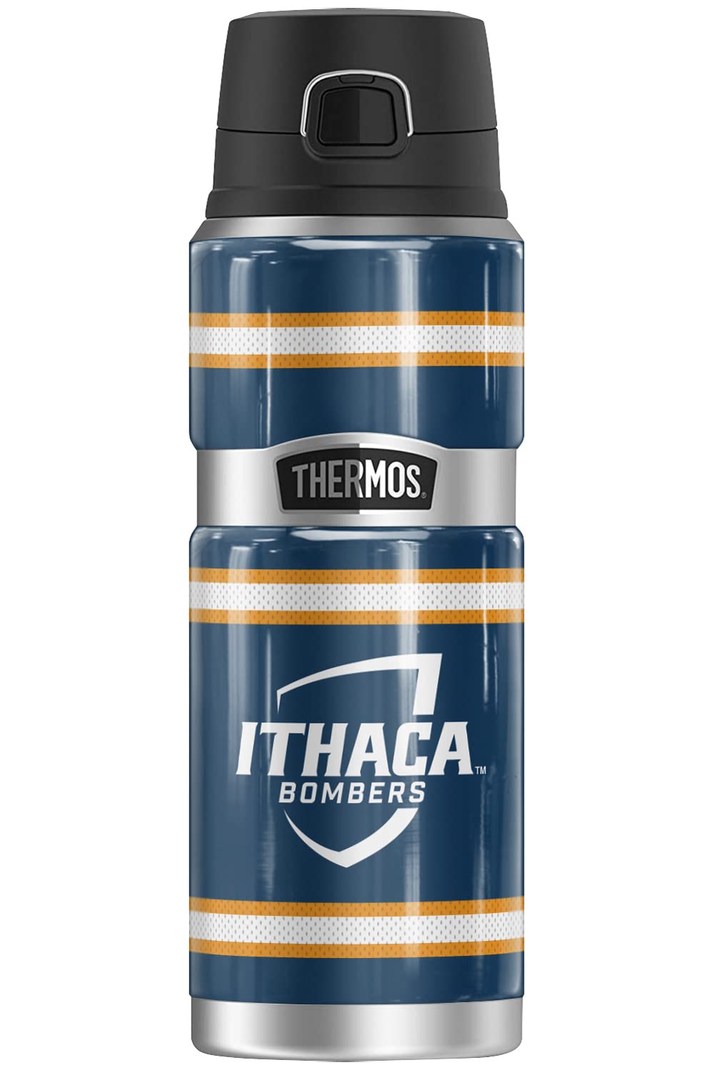 Ithaca College OFFICIAL Jersey Stripes THERMOS STAINLESS KING Stainless Steel Drink Bottle, Vacuum insulated & Double Wall, 24oz