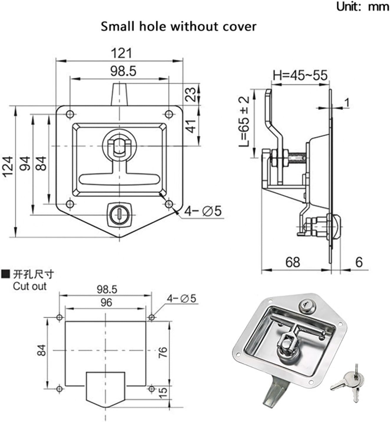 Stainless Steel T-Shaped Plate Lock Industrial Electrical Automotive Ship Container Toolbox Door(Ostiole)