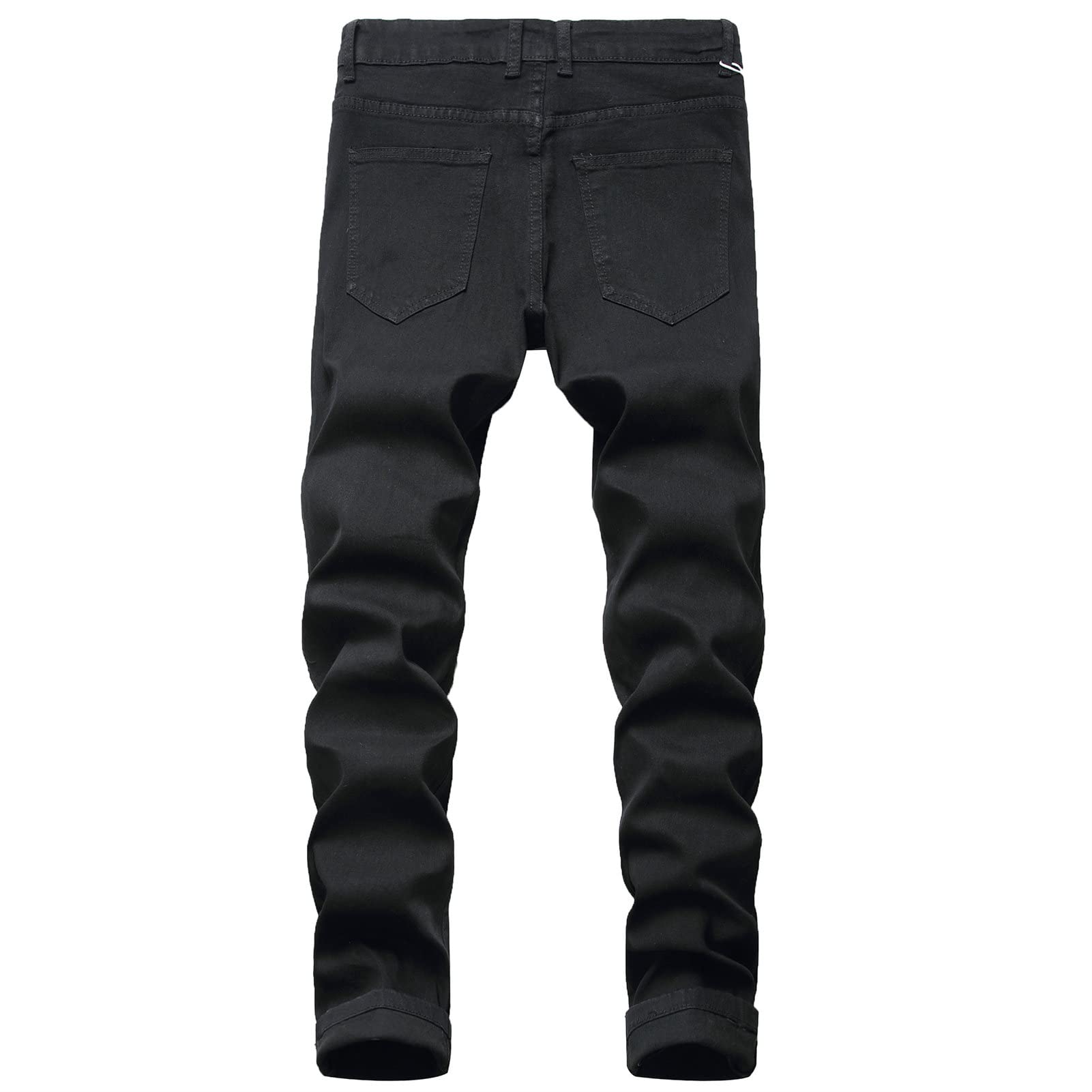 Men's Ripped Stretch Skinny Jeans Slim Fit Hip Hop Distressed Denim Pants Vintage Destroyed Zipper Jean Trousers (Black,40)