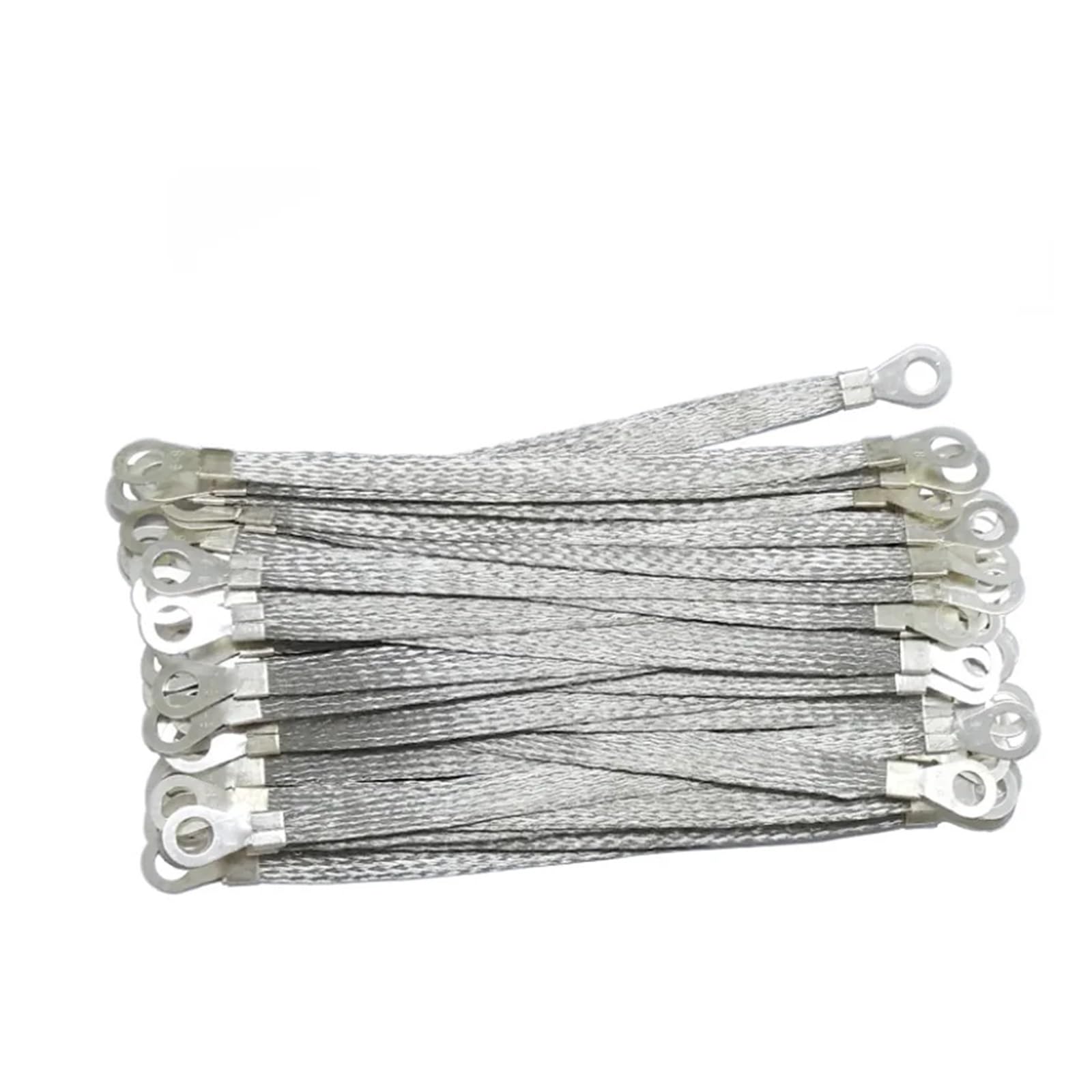 HYQOUKLR Bridge Ground Lead Flexible, Braided Copper Ground Straps, Copper, 2.5mm2 200mm 8mm Hole, 100pcs(Tinned Copper)