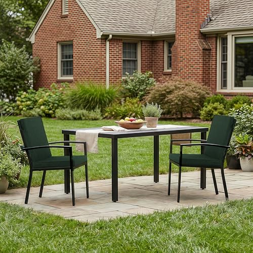 Image of Outdoor Chair Cushions, Water-Resistant & Fade-Resistant, Patio Furniture Lawn Dining Chair Seat Replacement with Mid Back, Ties Zipper, Removable Cover, 18 x 16.5 Inch, Set of 1, Olive Green