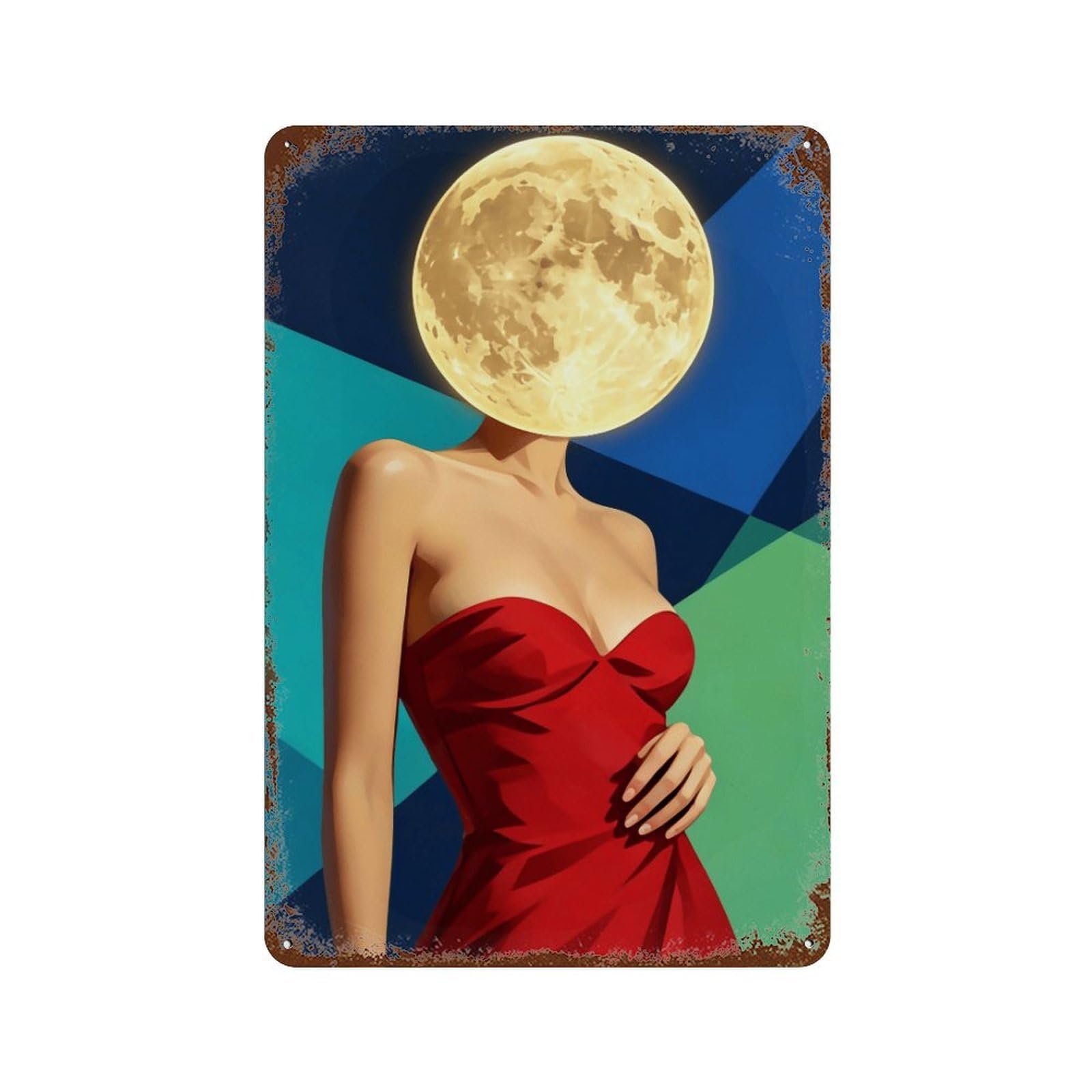 WUJHGRSG Surreal Abstract Lunar Muse (1) Wall Art Retro Iron Vintage Metal Tin Sign Poster Modern Decor for Home Cofffee Club Bar Shop Style 30x20cm