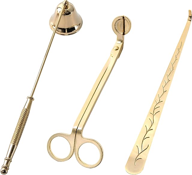 ARSUK Candle Snuffer, Candle Wick Trimmer, Wick Dipper, Candle Accessory Set for Safe Fire Extinguishing Stainless Steel (Set of 3pcs)