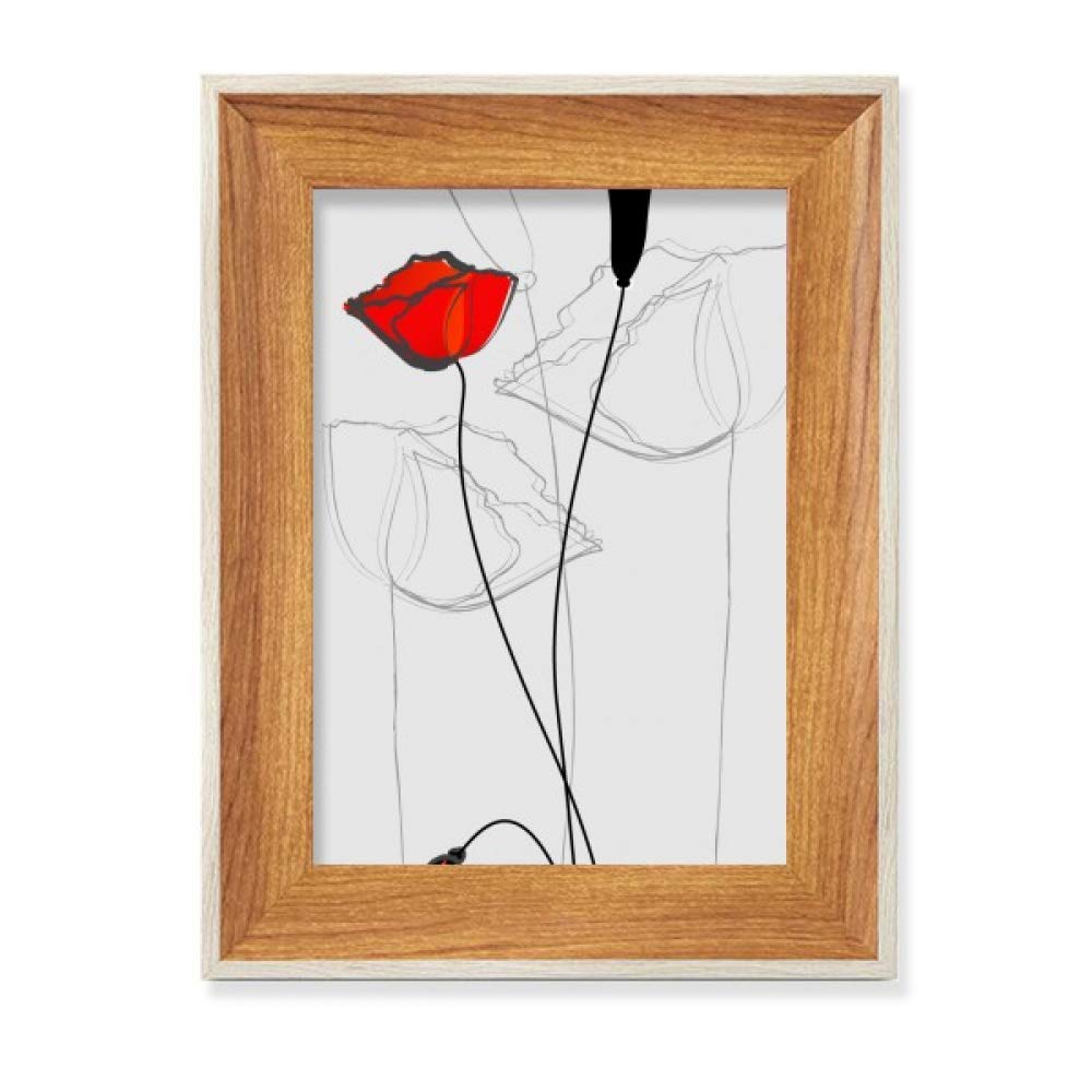 Cadre de photo en bois de bureau et peinture haut de gamme pavot rouge maïs floral
