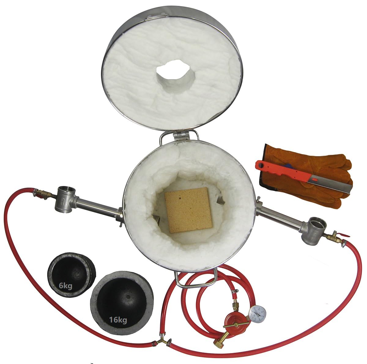10-16KG Propan Schmelzofen der großen Kapazität mit Tiegel und Zangen für Gold Silber Schmuck, der Gießerei Ofen Metall Schmelzerofen für Schrott Metall Recycling herstellt
