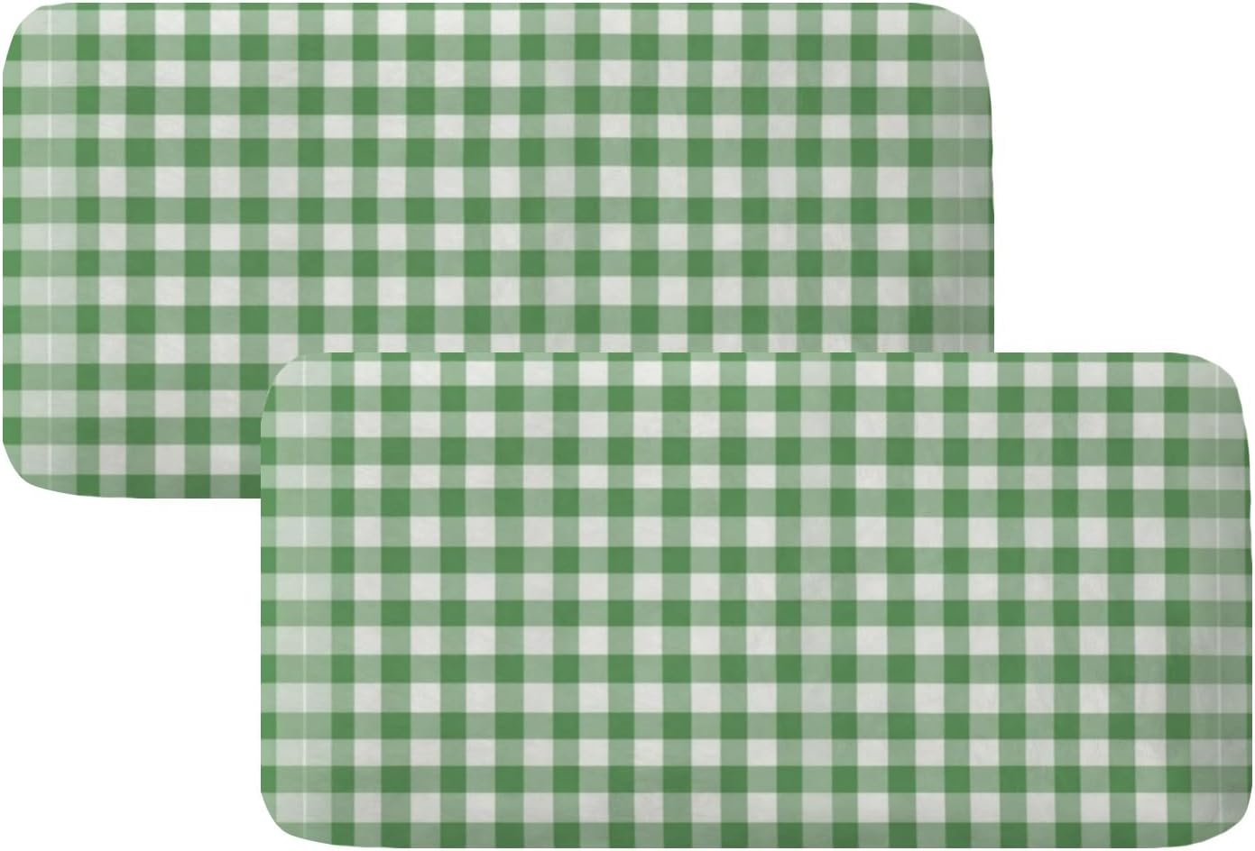 Soft Green White Gingham Loveseat Covers Couch Covers for 2 Cushion Couch, 2-Piece Stretch Sofa Slipcovers Anti-Slip Washable Furniture Protectors for Dogs Pets