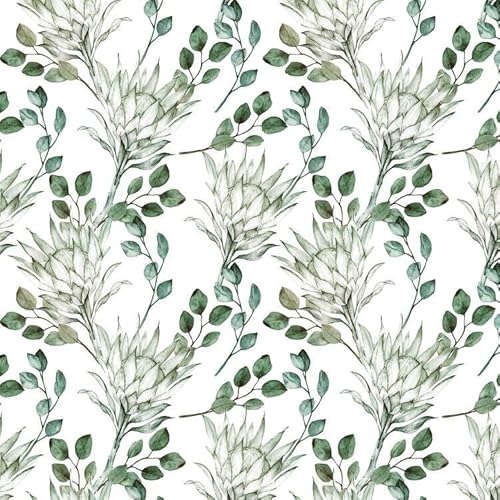 Wellpape Rouleau de film adhésif en vinyle PVC dépoli imperméable pour étagère murale de salle de bain Motif feuilles vertes 45 x 300 cm Cover