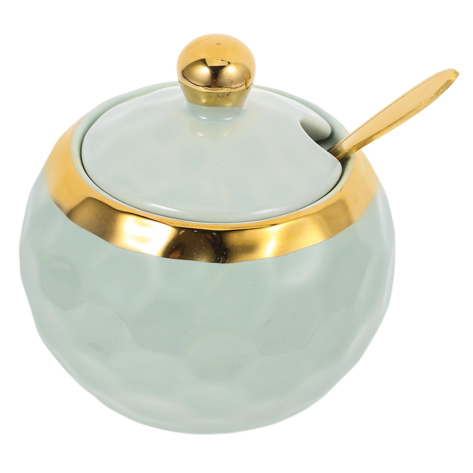 Alipis1 Set Ceramic Seasoning Jar Salt Server with Spoon Sugar Jar Candy Jar with Lid Pepper Jar Porcelain Condiment Jar Condiment Canister Condiment Pot Green Stainless Steel
