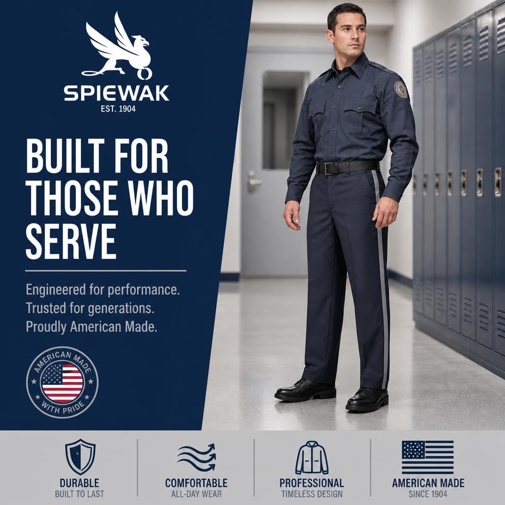 Spiewak Men's IDOC Sorbtek 4-Pocket Uniform Pant - Navy with Stripe, Unhemmed