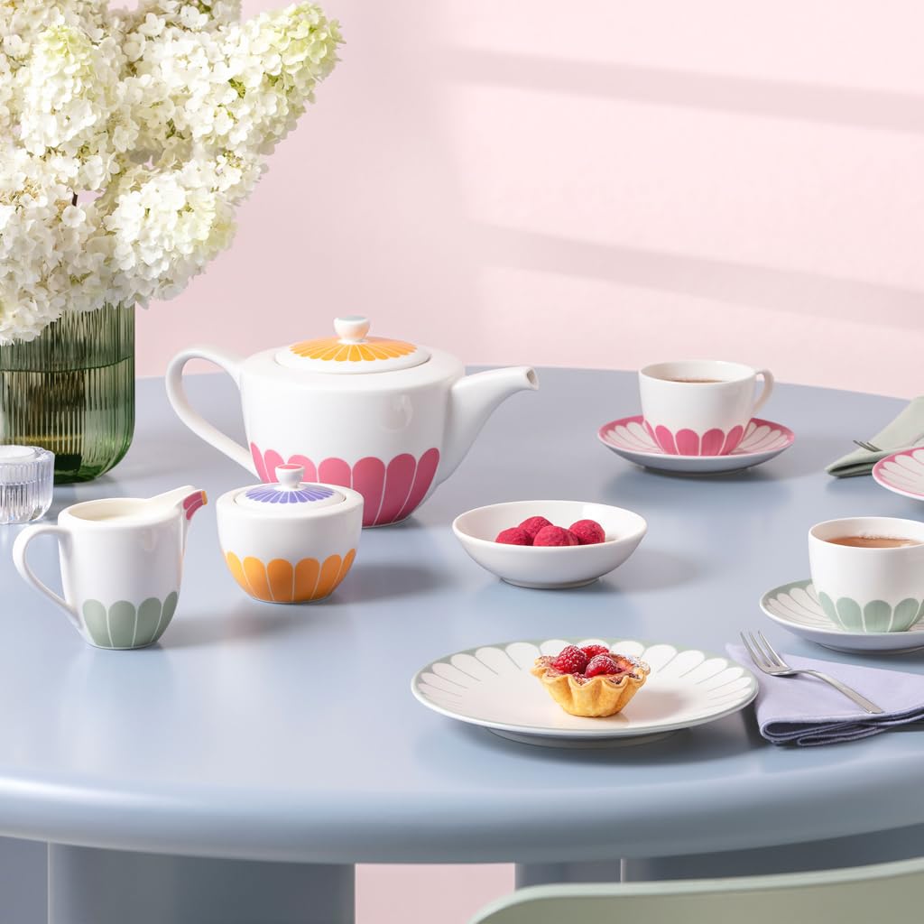 Villeroy & Boch – Fleur Teekanne, Maße: ca. 27,5 × 15,5 × 14 cm, Multicolour, spülmaschinenfest & mikrowellensicher, florales Dekor, Kanne für Tee aus Premium Porzellan