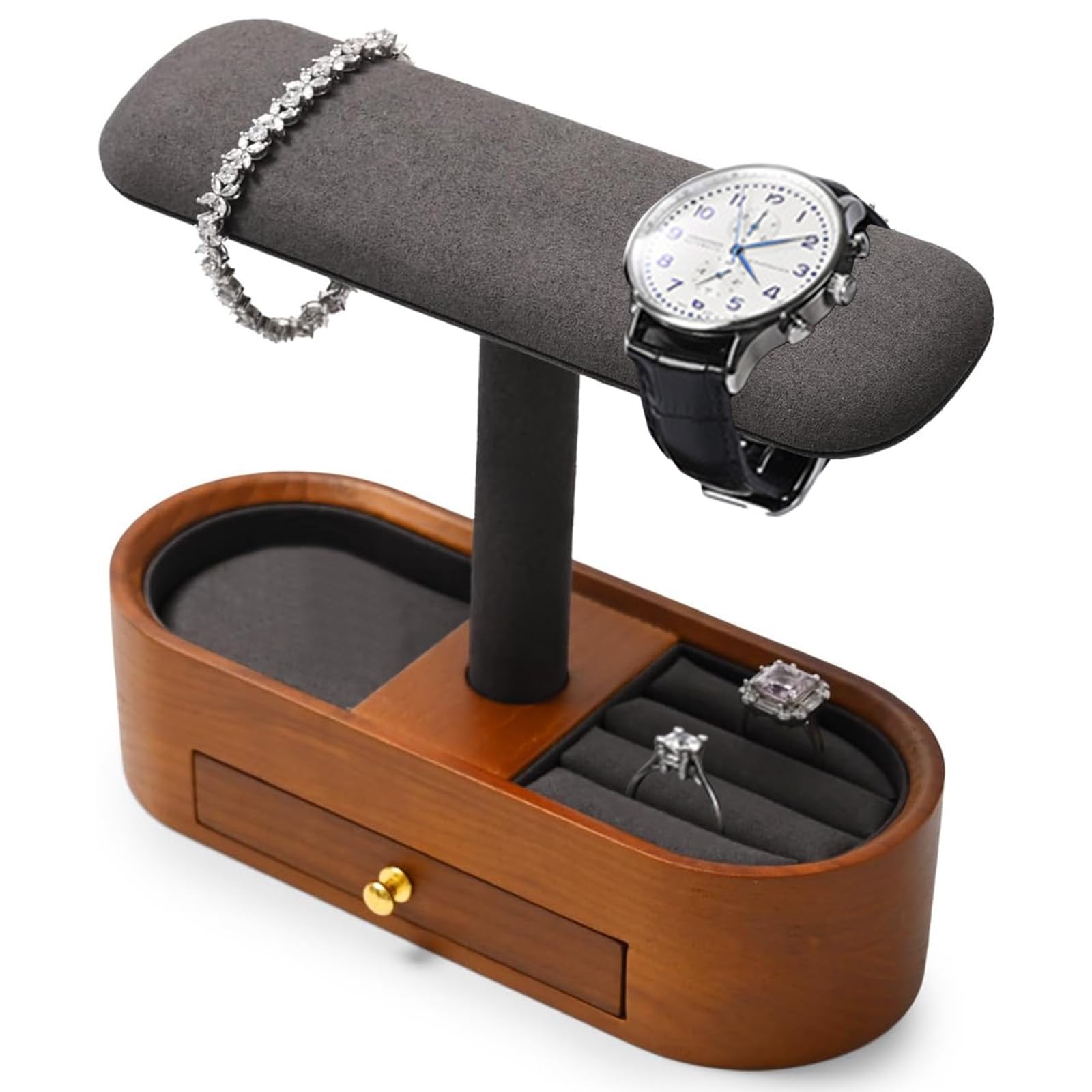 Support de montre en bois massif, un écrin d'exception pour bijoux et bagues
