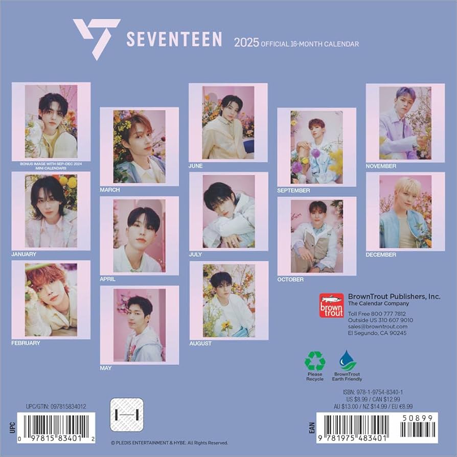 Amazon.com: Seventeen OFFICIAL | 2025 7 x 14 Inch Monthly