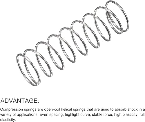 Miniatura 10 de METALLIXITY Resortes de compresión (0.020 x 0.118 in de diámetro exterior, 0.787 in de longitud libre) 20 unidades, resorte de extensión de acero